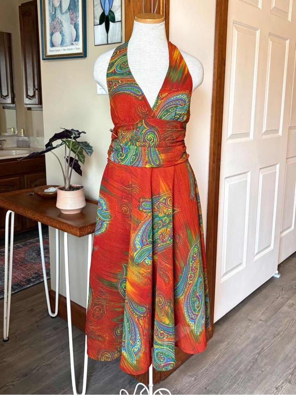 Vintage Y2K Paisley Halter Dress